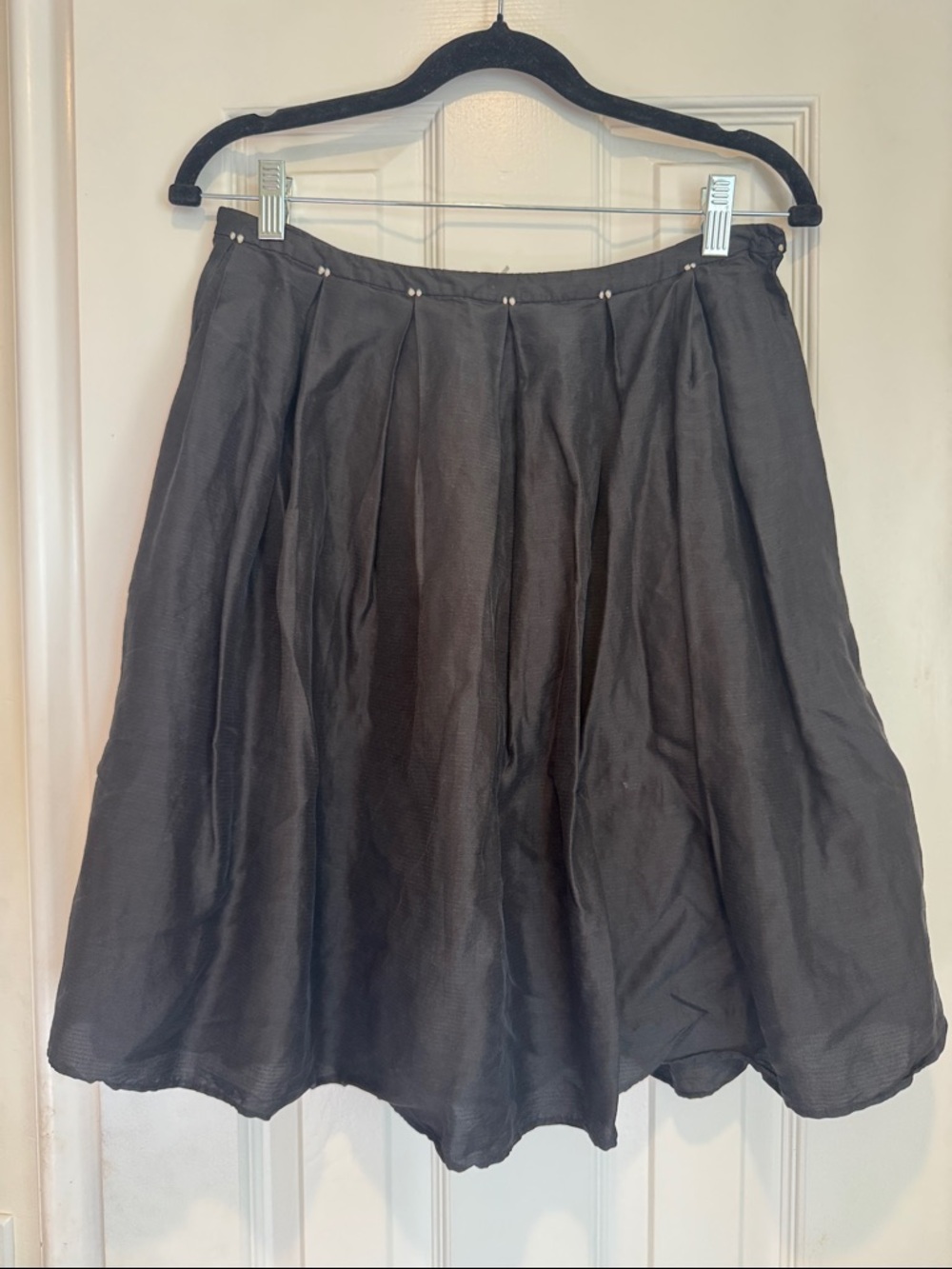 Silk/Linen Blend Classic A-Line Black Skirt